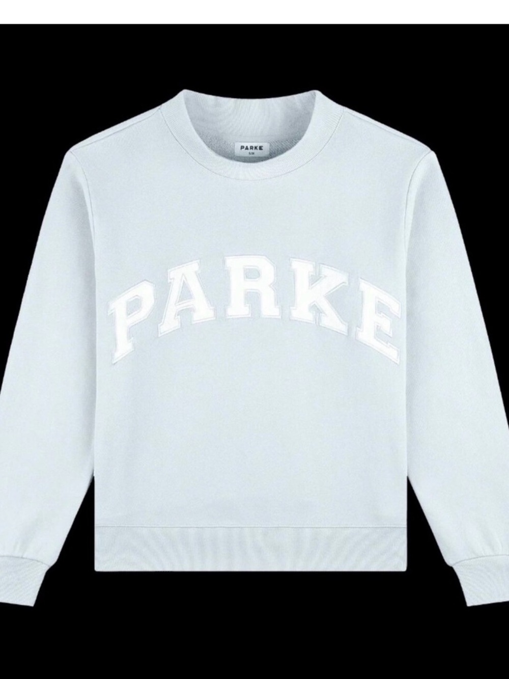 ParkePale Blue Crewneck Sweatshirt with Raised Logo color Frosting